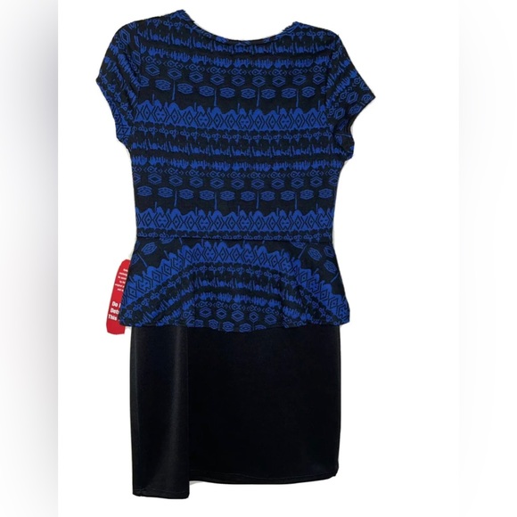 Prime Women's Midi Dress Black and Blue with Removable Rhinestone Necklace Sz XL - Picture 4 of 4